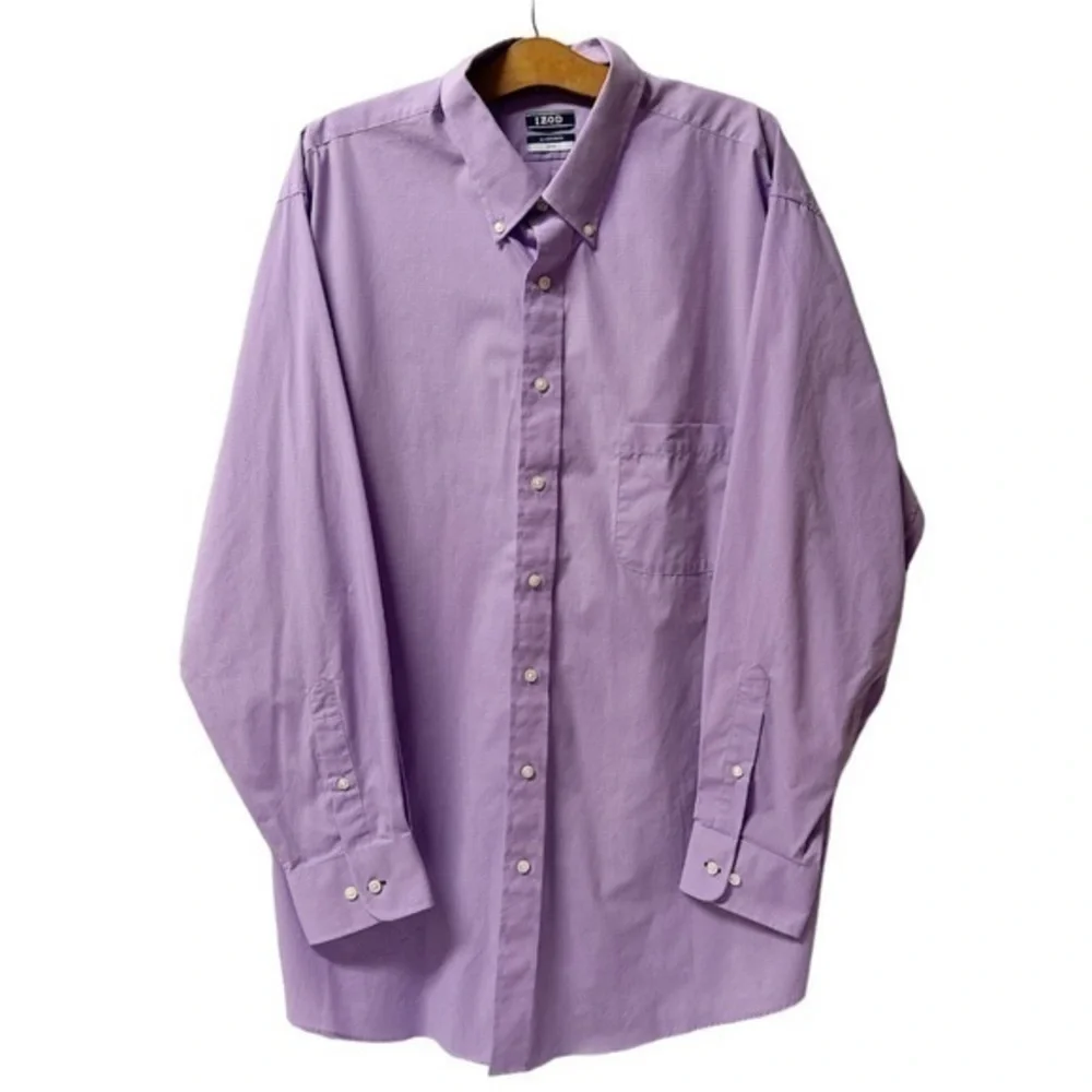 Men's BIG‎ FIT Dress Shirt Stretch solid (Big) 18 34/35 lavender/ purple